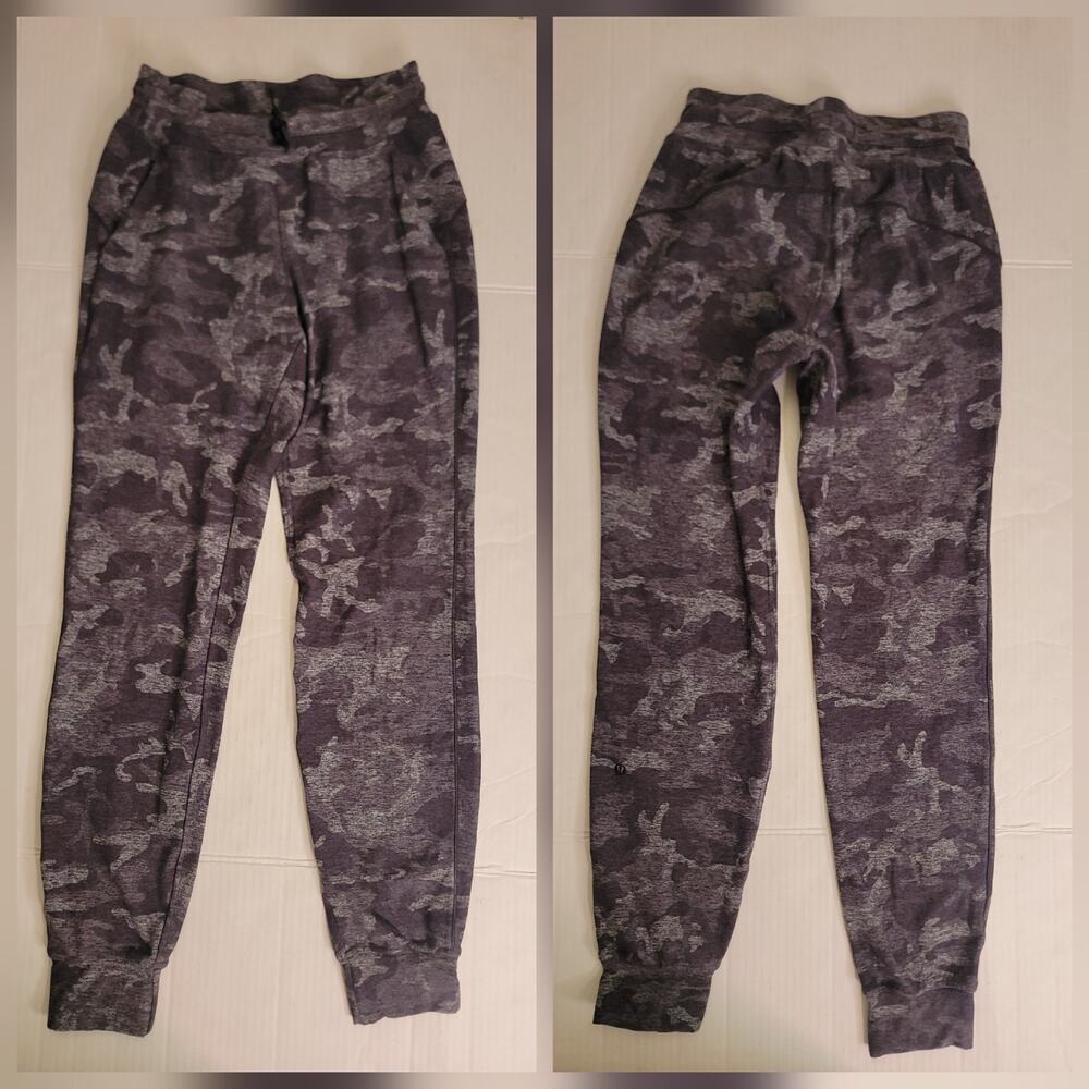 Lululemon Jogger Pants Womens SZ 4 High Rise Ready To Rulu Gray Camo W5CINS